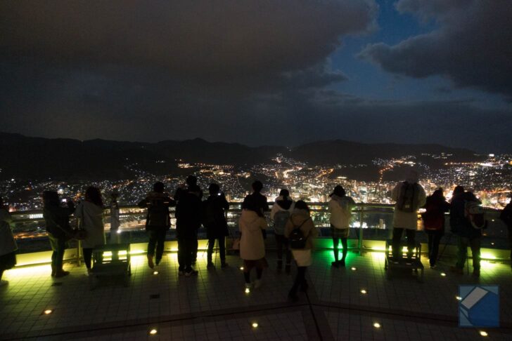 Tourists viewing the night scene
