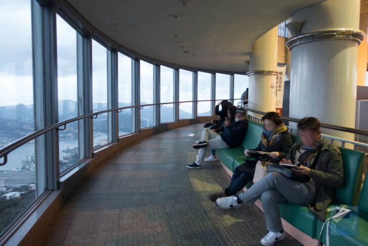 Benches along the spiral slope