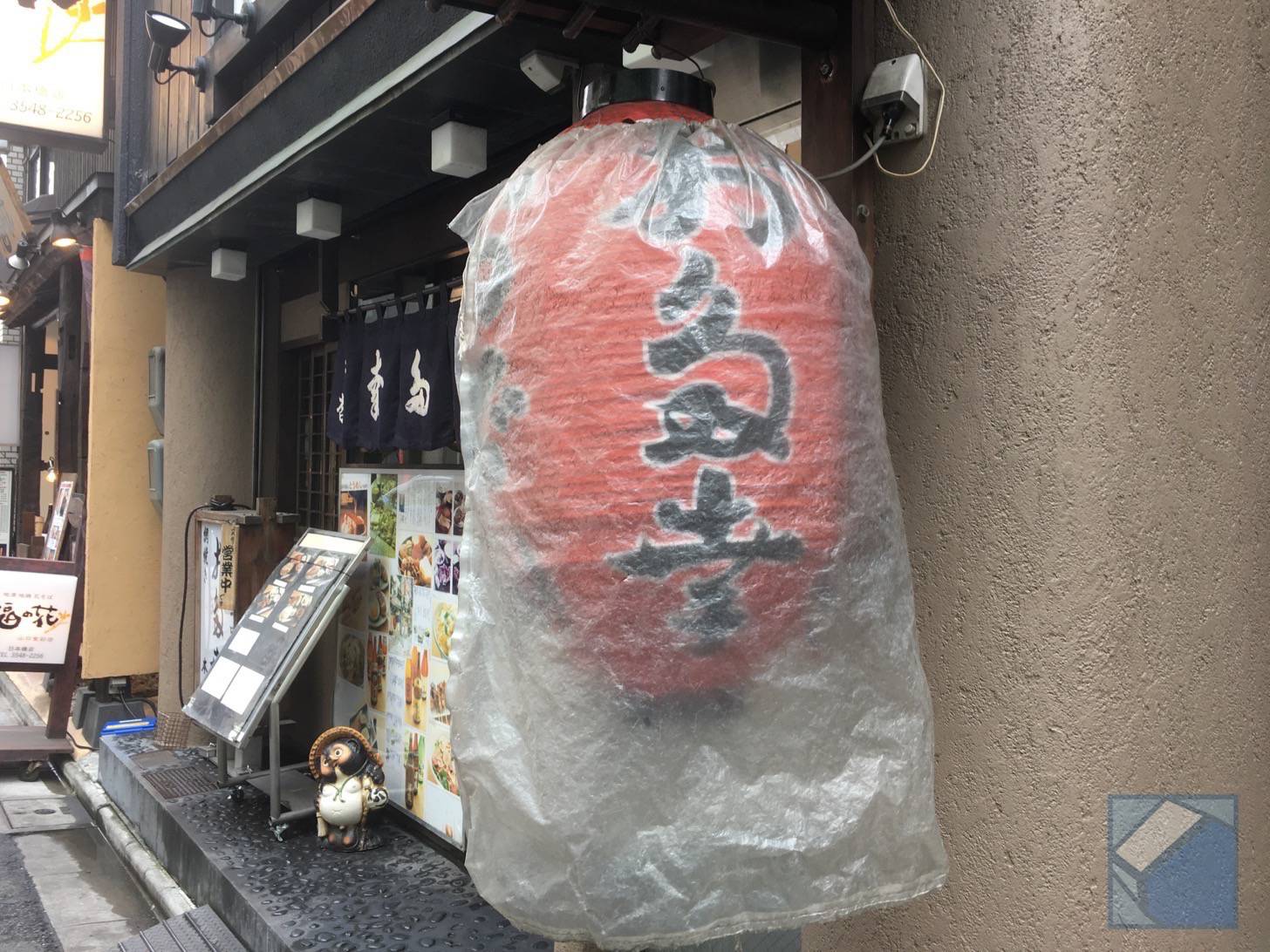 Entrance with traditional noren curtain