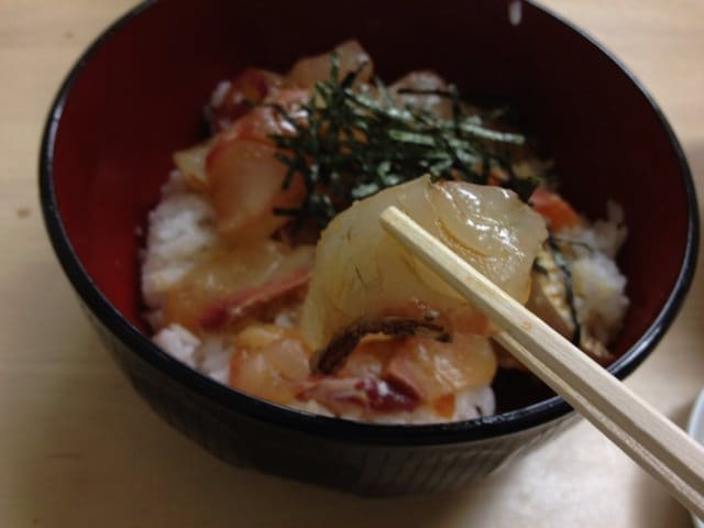 Close-up of translucent fresh sashimi