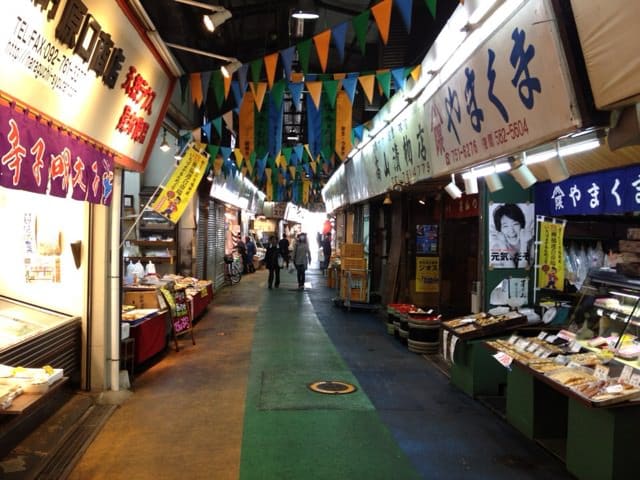 Walking through the market corridor